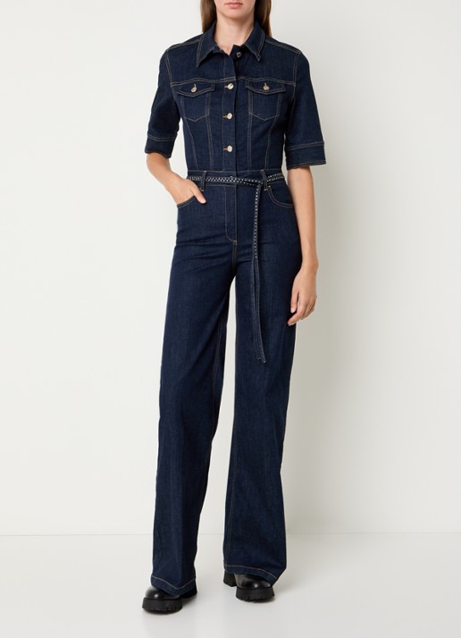 Liu Jo Flared fit jumpsuit van denim met strass