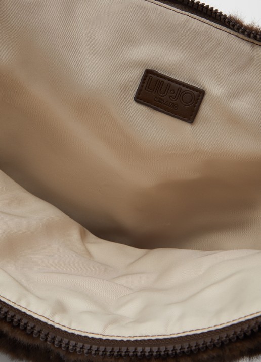 Liu Jo Foulard Hobo schoudertas van imitatiebont met details van leer  - detail donkerbruin