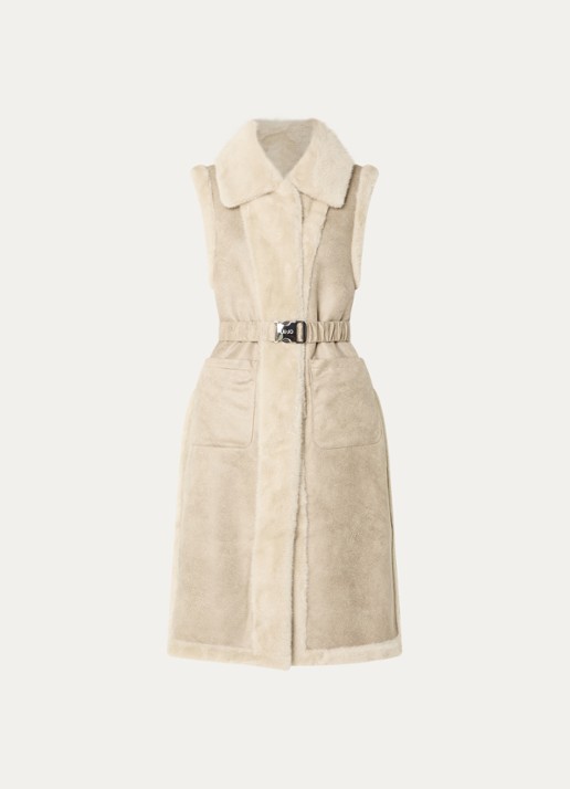 Liu Jo Gilet van imitatiebont  - voorkant 3 creme