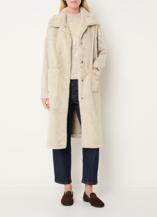 Liu Jo Gilet van imitatiebont  - voorkant 4 creme