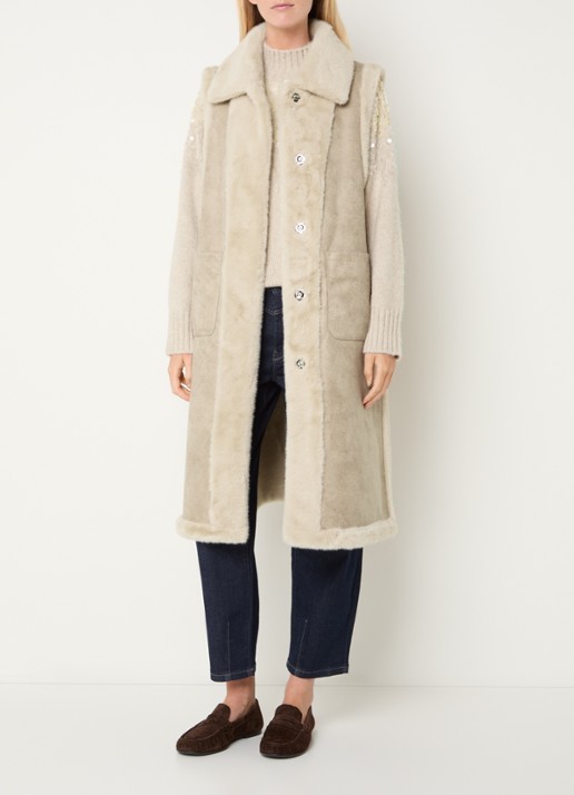 Liu Jo Gilet van imitatiebont  - voorkant 5 creme
