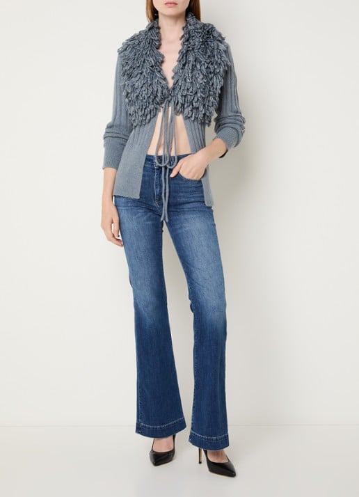 Liu Jo Grofgebreid openvallend vest in alpaca wolblend - voorkant 4 staalblauw