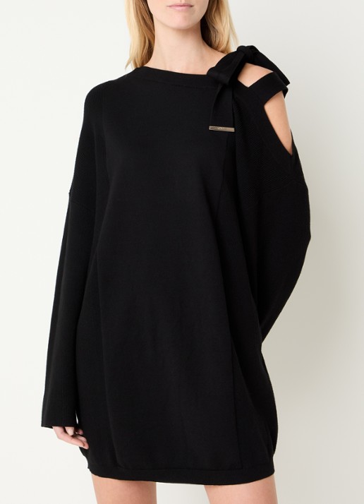 Liu Jo Grofgebreide mini trui-jurk met asymmetrische hals