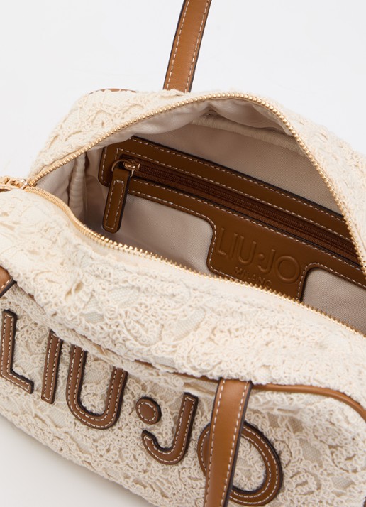 Liu Jo Handtas met logo en afneembare schouderriem - detail creme