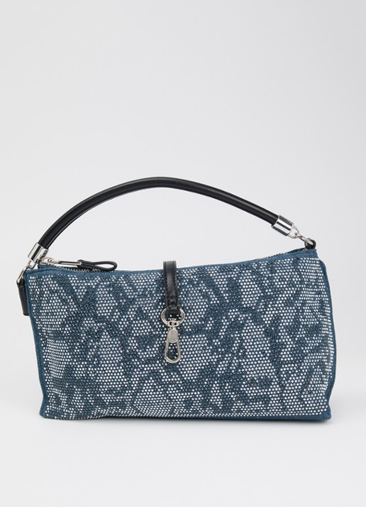Liu Jo Handtas van denim met strass en afneembare schouderriem