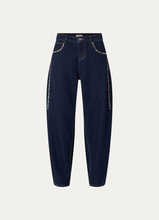 Liu Jo High waist balloon fit jeans met donkere wassing - voorkant indigo