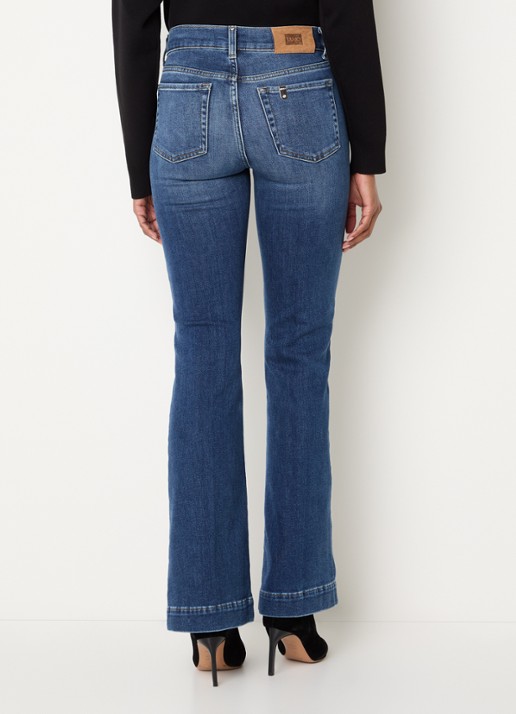 Liu Jo High waist flared fit jeans met medium wassing - achterkant 5 indigo
