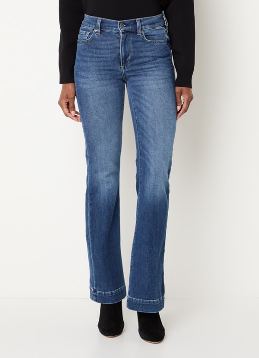 Liu Jo High waist flared fit jeans met medium wassing - detail indigo