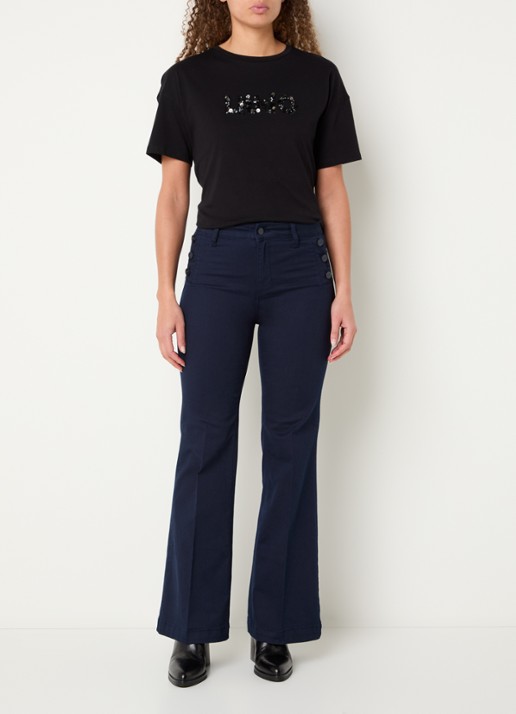 Liu Jo High waist flared fit pantalon met steekzakken - voorkant 3 wit