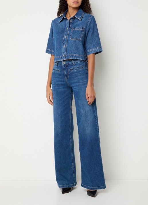 Liu Jo High waist flared jeans met medium wassing - voorkant 4 indigo
