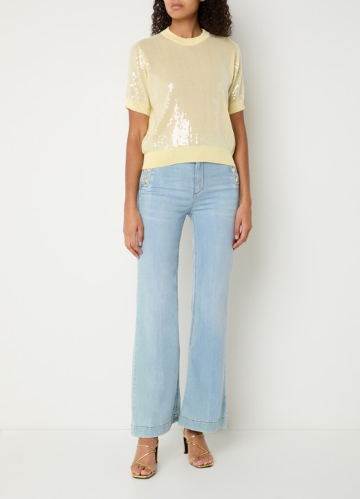 Liu Jo High waist flared jeans met medium wassing - voorkant 2 lichtblauw
