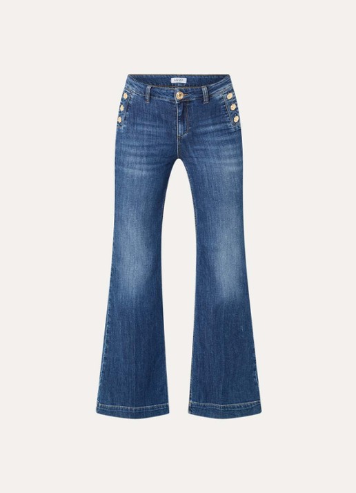Liu Jo High waist flared jeans met medium wassing - voorkant 2 indigo