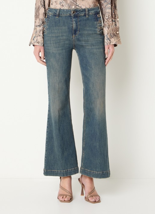 Liu Jo High waist flared jeans met steekzakken - detail 3 blauw