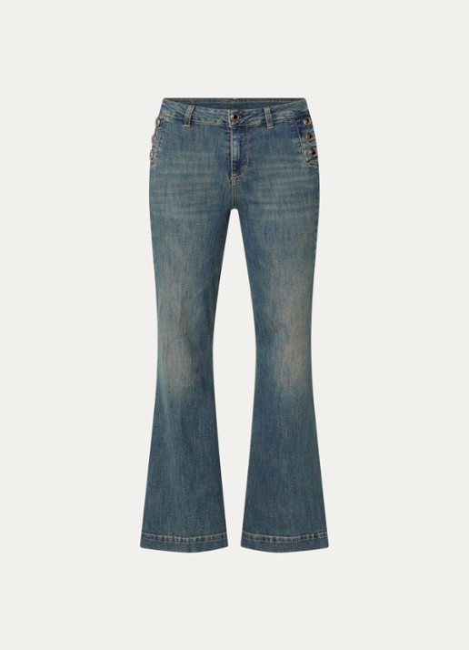 Liu Jo High waist flared jeans met steekzakken - voorkant blauw