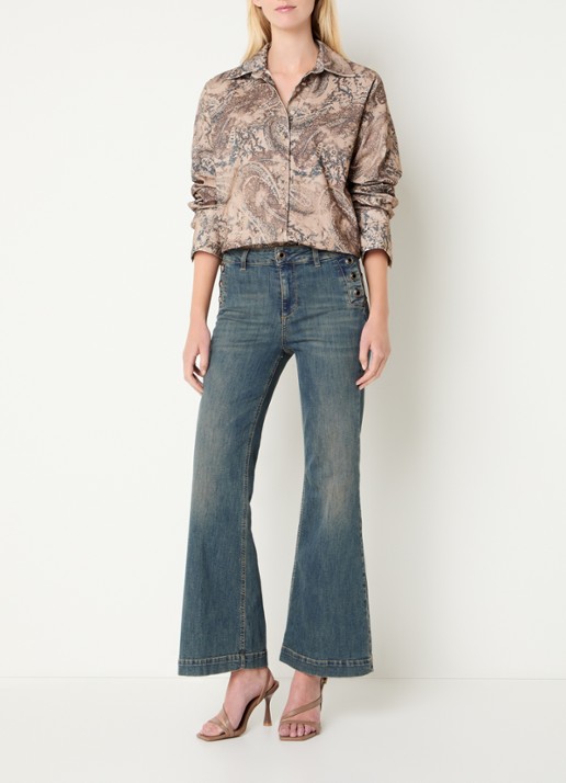 Liu Jo High waist flared jeans met steekzakken - voorkant 2 blauw