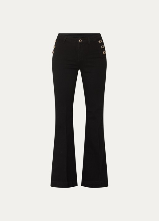 Liu Jo High waist flared jeans met steekzakken - voorkant 3 zwart