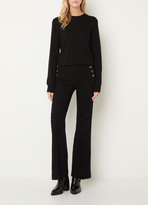 Liu Jo High waist flared jeans met steekzakken - voorkant 4 zwart