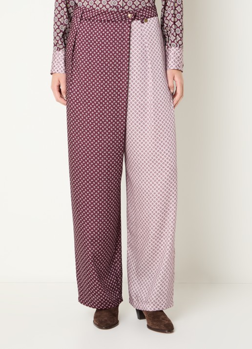 Liu Jo High waist loose fit broek met print en steekzakken - detail aubergine