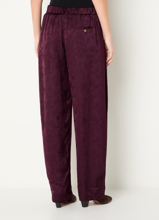 Liu Jo High waist loose fit broek van satijn met print - achterkant aubergine