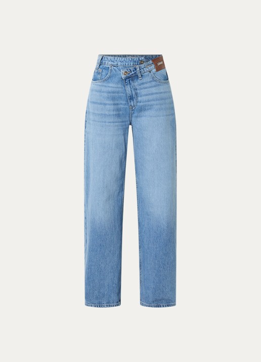 Liu Jo High waist loose fit jeans met asymmetrisch detail - voorkant indigo