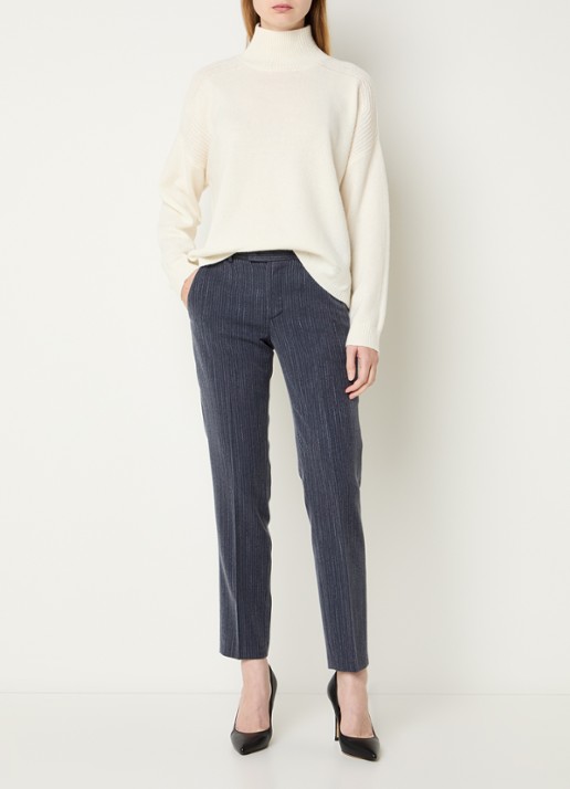 Liu Jo High waist slim fit pantalon met krijtstreep - voorkant 2 indigo