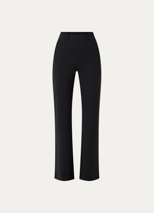 Liu Jo High waist straight fit pantalon met stretch - voorkant 3 zwart