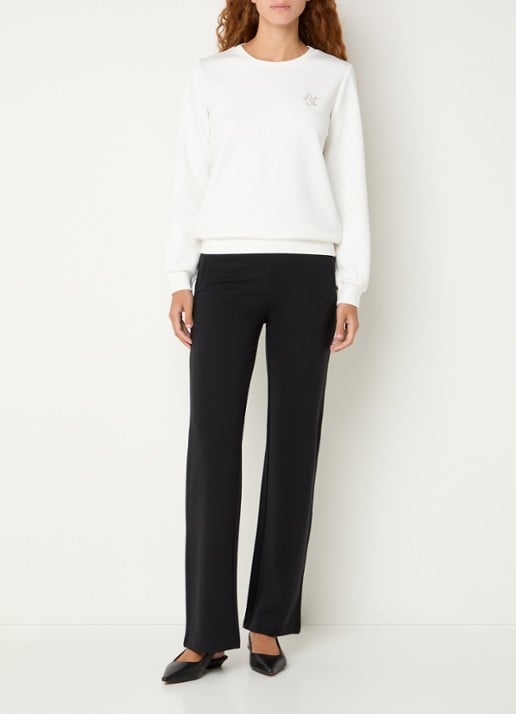 Liu Jo High waist straight fit pantalon met stretch - voorkant 4 zwart