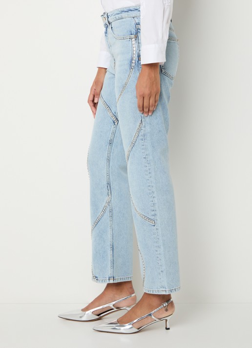 Liu Jo High waist straight leg jeans met lichte wassing - detail 3 indigo