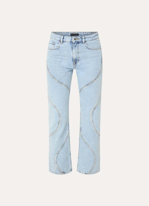 Liu Jo High waist straight leg jeans met lichte wassing - voorkant 4 indigo