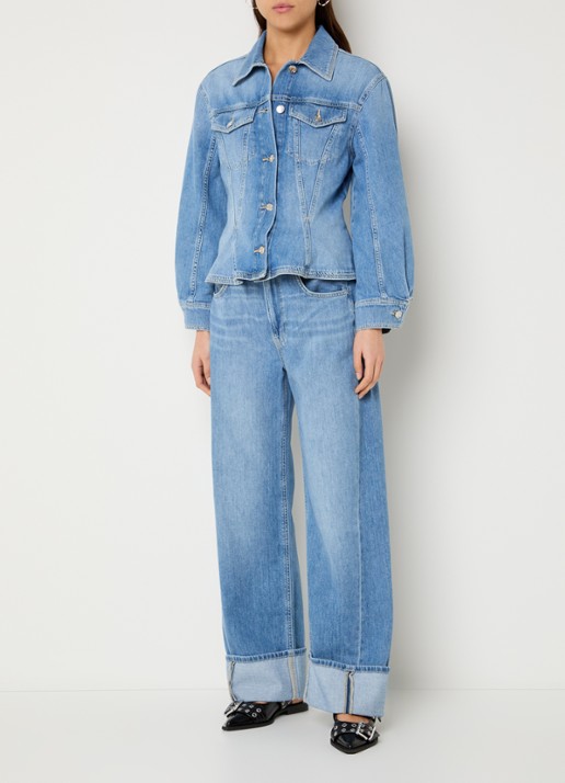 Liu Jo High waist straight leg jeans met lichte wassing - voorkant 5 indigo
