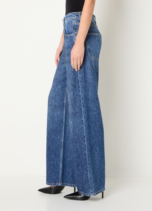 Liu Jo High waist straight leg jeans met strass en steekzakken - detail 4 indigo