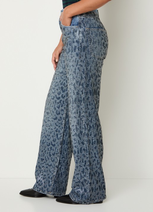 Liu Jo High waist straight leg jeans met strass - detail 3 indigo