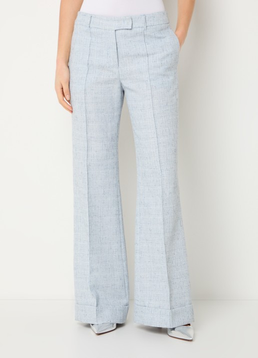 Liu Jo High waist wide fit pantalon met gemêleerd dessin - detail 2 lichtblauw
