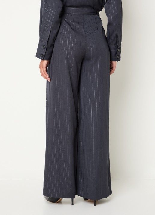 Liu Jo High waist wide fit pantalon met strass - achterkant 4 grijs