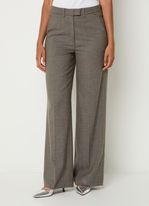 Liu Jo High waist wide fit pantalon met visgraatdessin