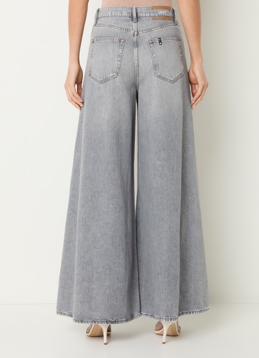 Liu Jo High waist wide leg jeans met gekleurde wassing - achterkant lichtgrijs