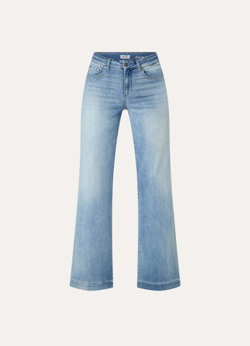 Liu Jo High waist wide leg jeans met lichte wassing - voorkant 4 indigo