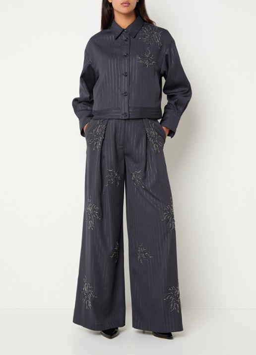 Liu Jo Jack met strass en streepprint - voorkant 4 grijs