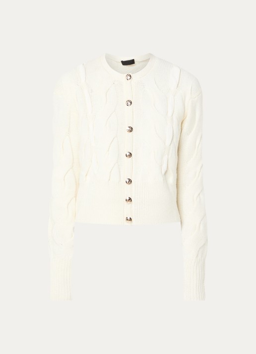 Liu Jo Kabelgebreid vest in wolblend - voorkant 3 creme