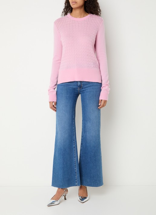 Liu Jo Kabelgebreide pullover in wolblend - voorkant 3 lichtroze