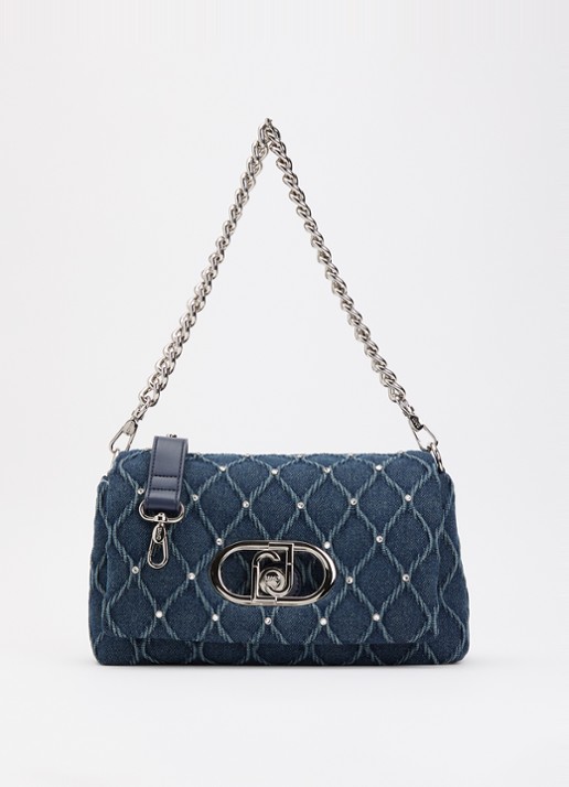 Liu Jo La puffy schoudertas van denim met afneembare schouderriem