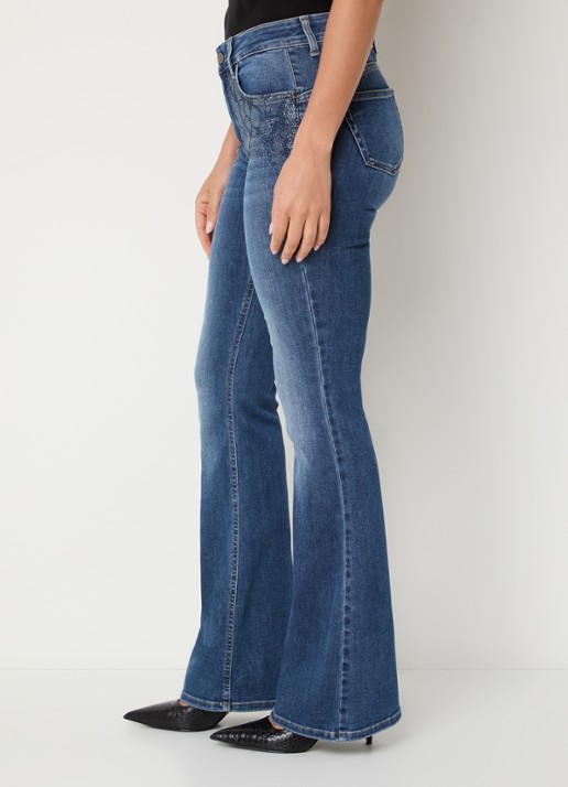 Liu Jo Low waist flared jeans met medium wassing - detail 4 indigo