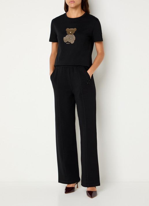 Liu Jo Low waist loose fit loungebroek met strass - voorkant 3 zwart