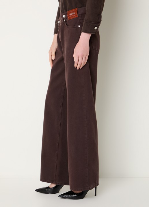 Liu Jo Low waist straight fit jeans met gekleurde wassing - detail 2 donkerbruin