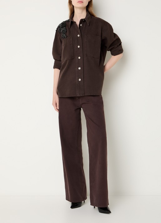 Liu Jo Low waist straight fit jeans met gekleurde wassing - voorkant 4 donkerbruin