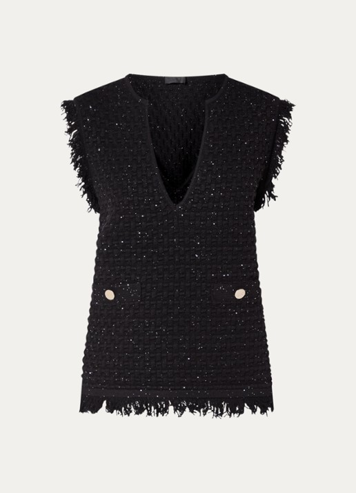 Liu Jo Maglia Chiusa mini jurk met structuur en pailletten - voorkant 3 zwart