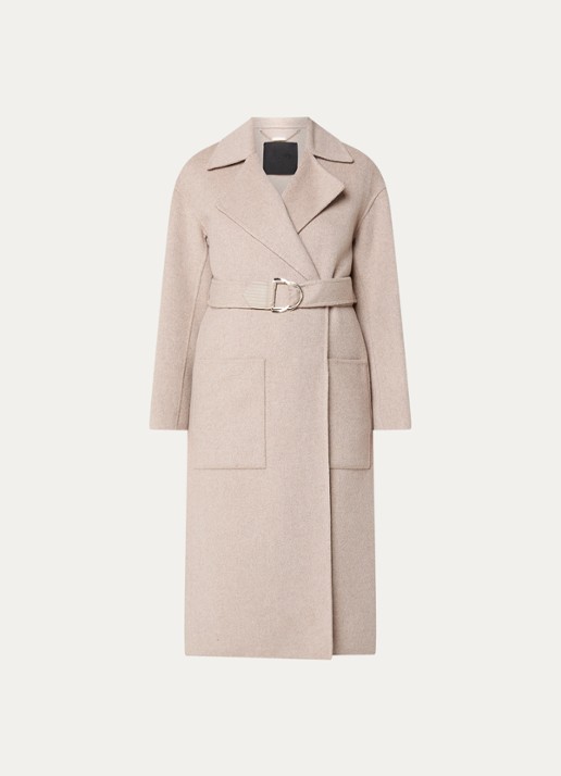 Liu Jo Mantel in wolblend met ceintuur - voorkant 3 beige