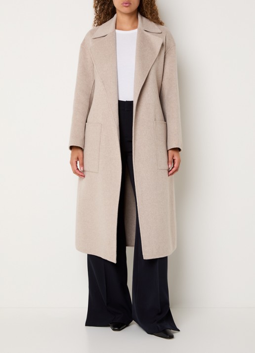 Liu Jo Mantel in wolblend met ceintuur - voorkant 4 beige