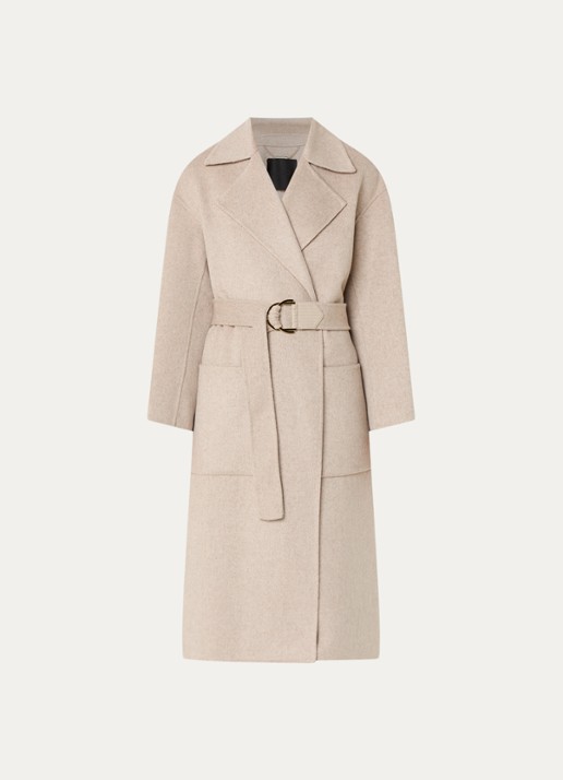 Liu Jo Mantel in wolblend met ceintuur - voorkant 5 beige
