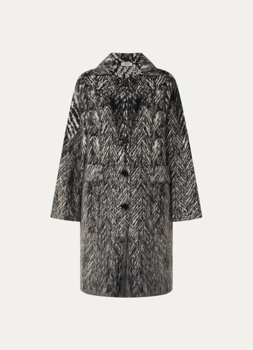 Liu Jo Mantel in wolblend met ingebreid patroon - voorkant 2 zwart